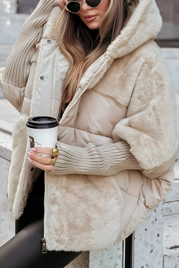 Dáša II | Oversize prošívaná bunda s kožešinovými vložkami