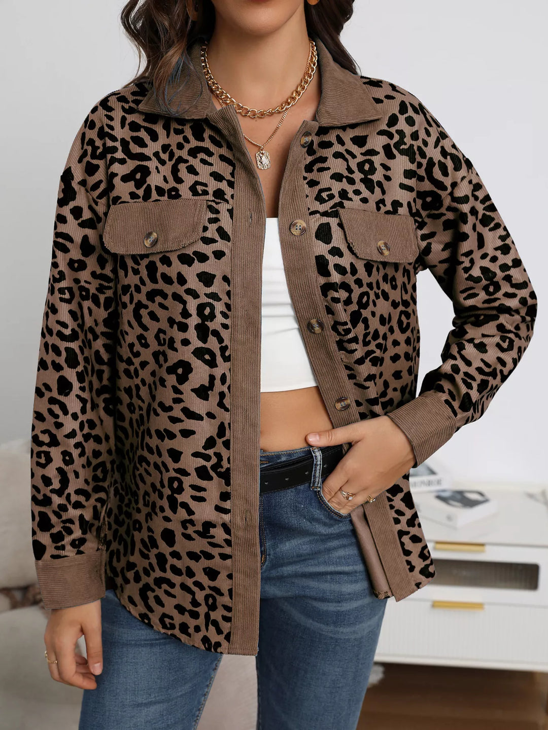Tamara | Bunda s leopardím vzorem a knoflíky