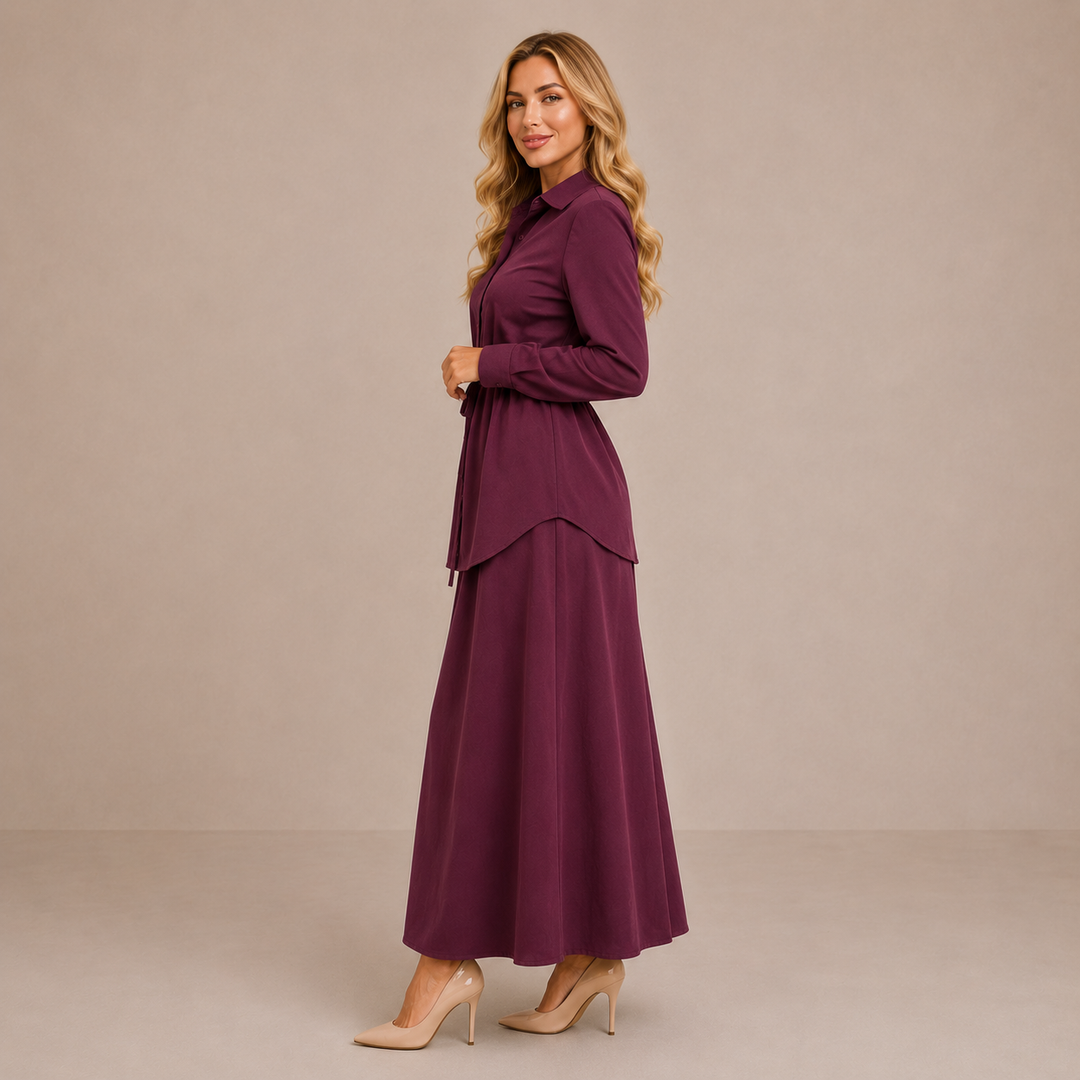 Kora | Elegantní souprava s košilí a dlouhou sukní