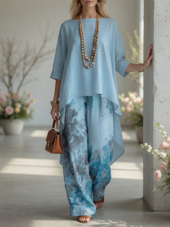 Johana II | Souprava s tunikou a kalhotami s botanickým vzorem