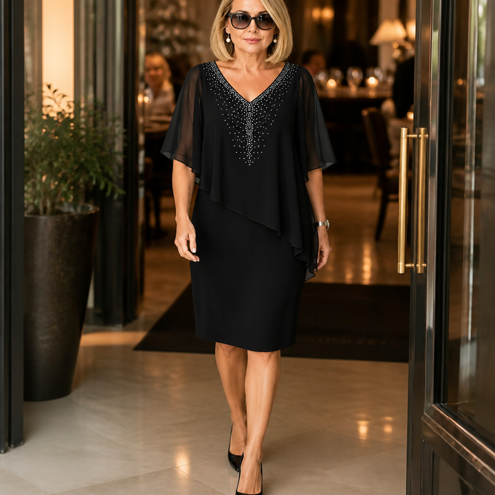 Klaudie II | Elegantní šaty s drapovanou nadvrstvou