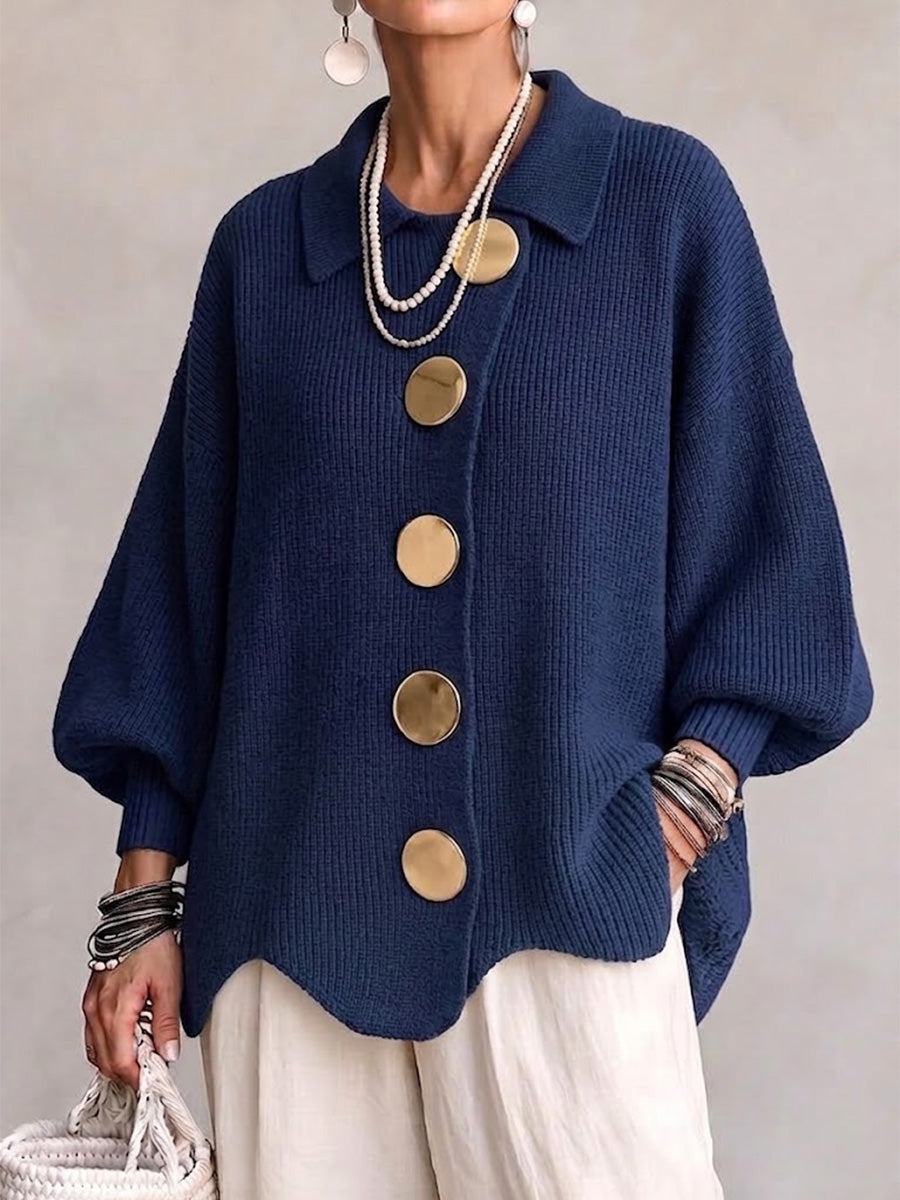 Perla | Oversize kardigan se zlatými knoflíky