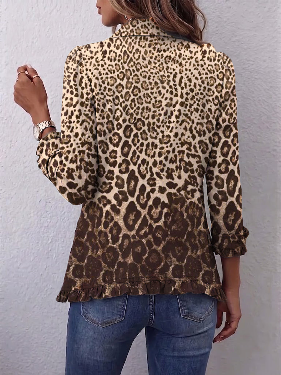 Nikola II | Vícebarevná bunda s leopardím vzorem a volány