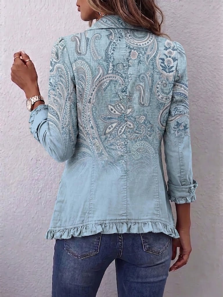 Marika II | Vintage bunda s paisley vzorem v nebesky modré